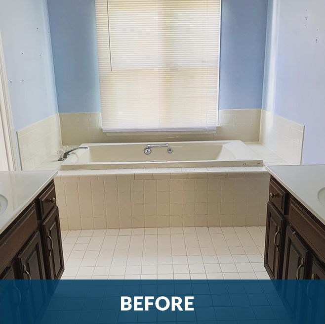 Before picture of an interior bathroom remodeling project by Stello Homes